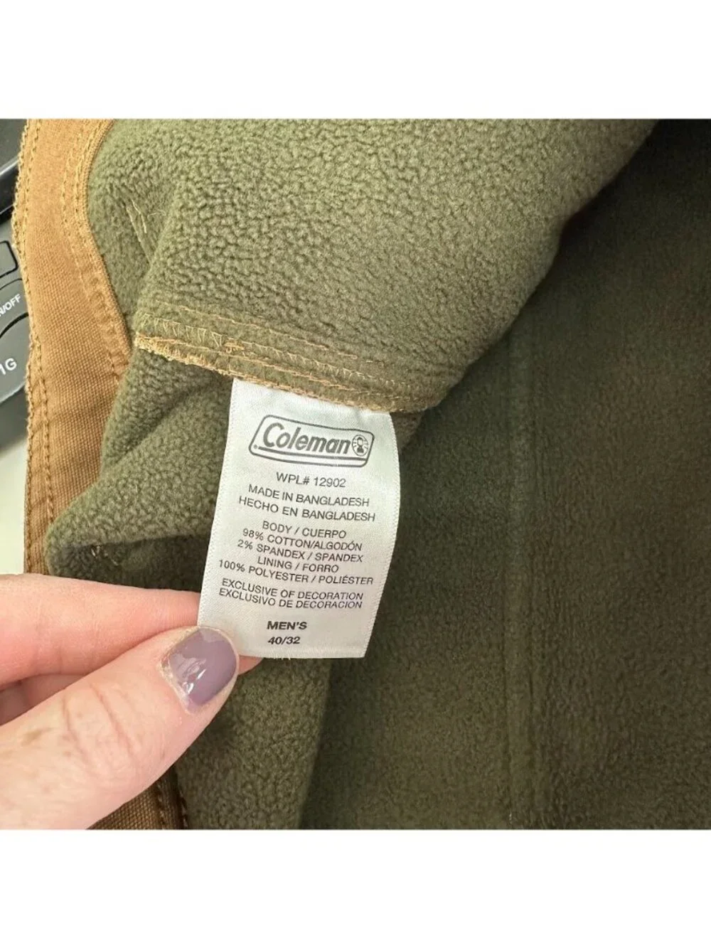 Coleman Caramel Fleece Lined Tear Resistant Stretch Work Pants Mens Sz 40x32 NEW